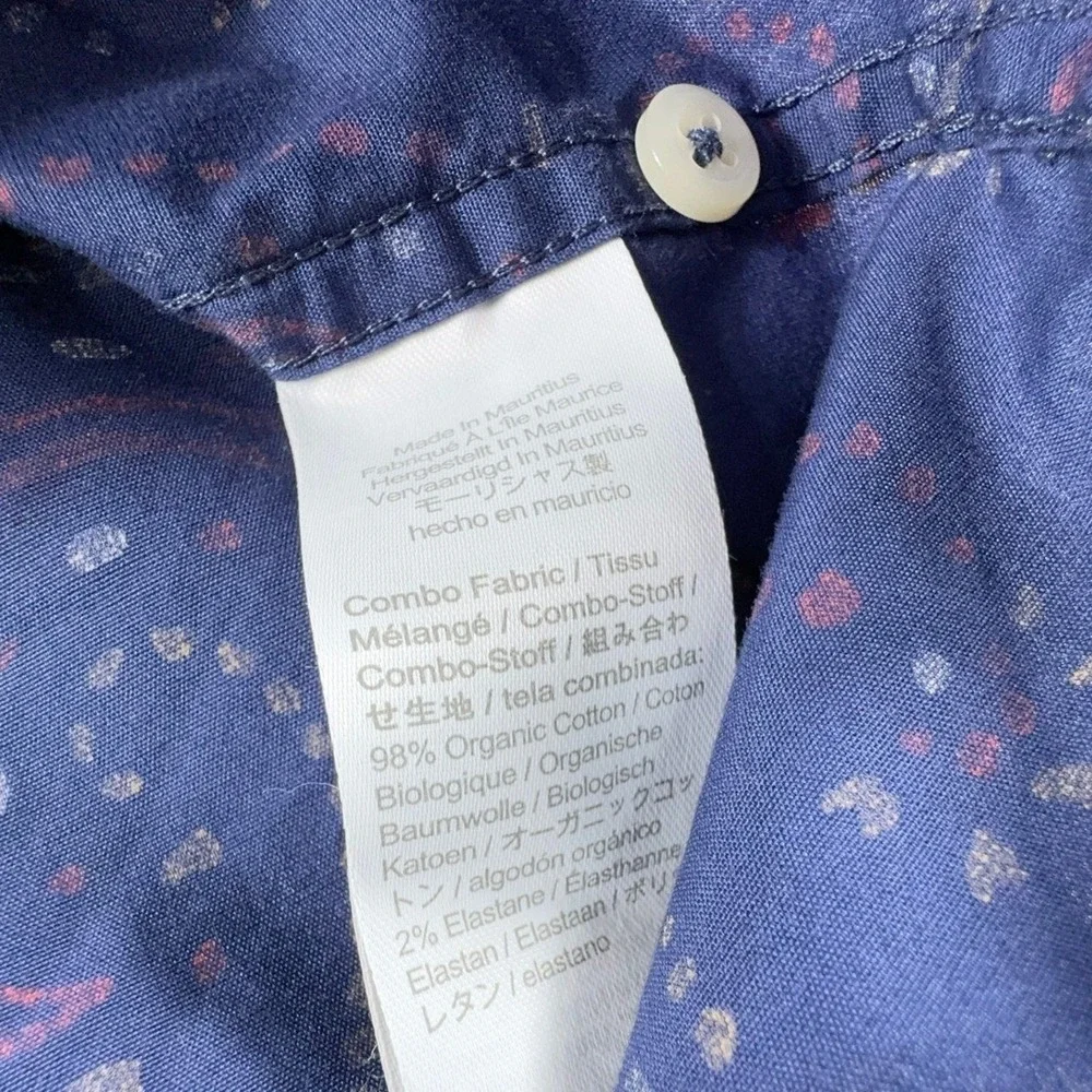 J Crew Button Up Shirt Men's‎ S Blue Paisley Short Sleeve Cotton Organic